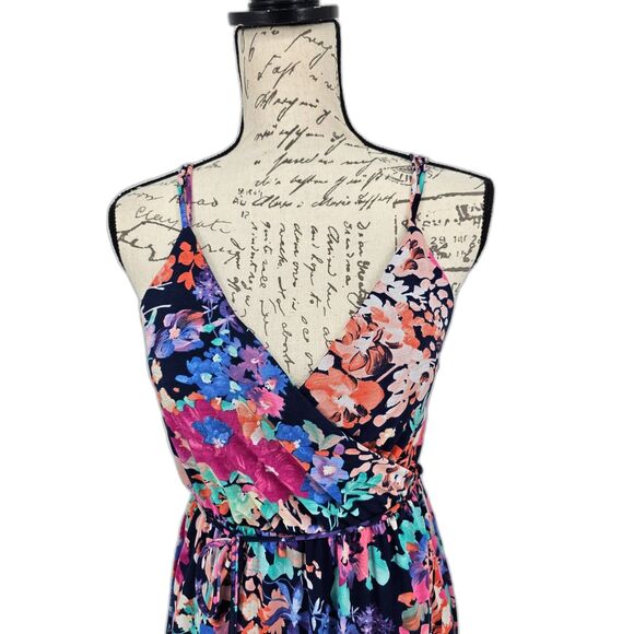 143 Story by Line Up Double Strap Florap Faux Wrap Dress Small - Picture 5 of 10